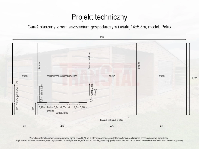 garaz-blaszany-z-pomieszczeniem-gospodarczym-wiata-14x5,8m-Polux.jpg